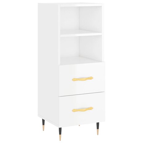 Dressoir 34,5x34x90 cm bewerkt hout hoogglans wit 2