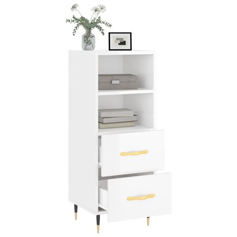 Dressoir 34,5x34x90 cm bewerkt hout hoogglans wit 4