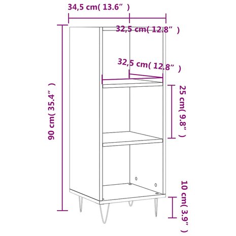 Dressoir 34,5x32,5x90 cm bewerkt hout zwart 9