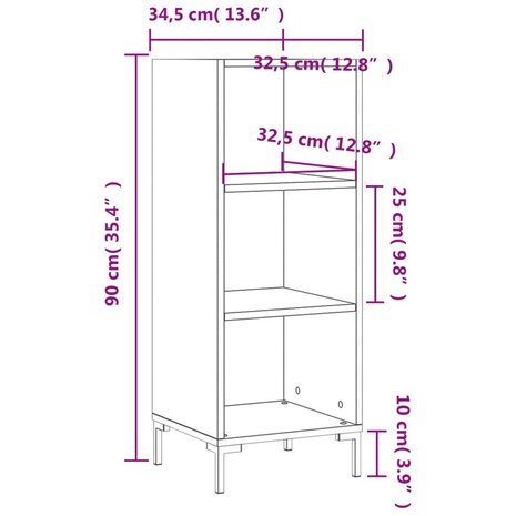 Dressoir 34,5x32,5x90 cm bewerkt hout wit 9