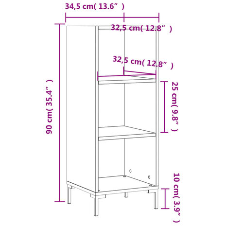 Dressoir 34,5x32,5x90 cm bewerkt hout grijs sonoma eikenkleurig 9