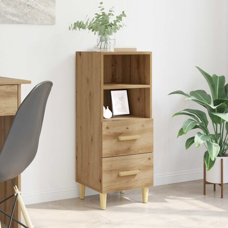 Dressoir artisanaal eikenkleurig 34 x 34.5 x 90 cm Bewerkt hout 1