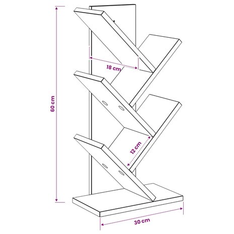 Boekenkast in de vorm van een boom 4-vaks 30 x 18 x 60 cm 8