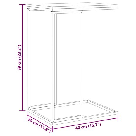 Bijzettafel 40x30x59 cm bewerkt hout wit 8