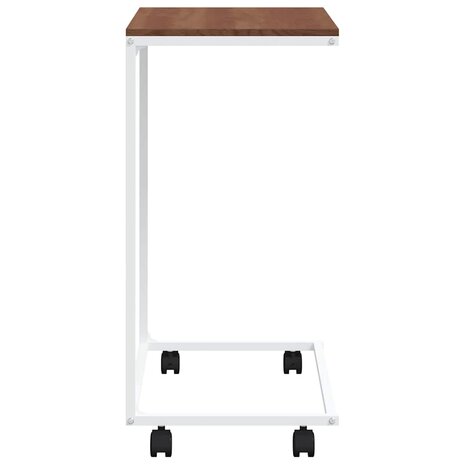 Bijzettafel met wieltjes 55x35x70 cm bewerkt hout wit 5