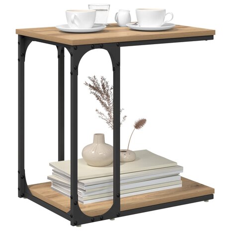 Bijzettafel Artisan Eiken 50 x 35 x 52 cm Bewerkt hout 3