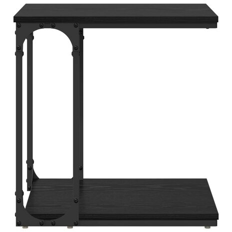 Bijzettafel met plank Zwart Eiken 50 x 35 x 52 cm Bewerkt hout 5