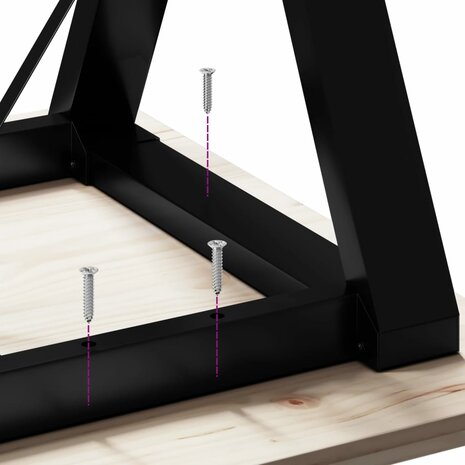Eettafel Y-frame 50x50x75,5 cm massief grenenhout en staal 8