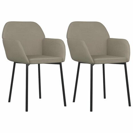 Eetkamerstoelen 2 st fluweel lichtgrijs 2