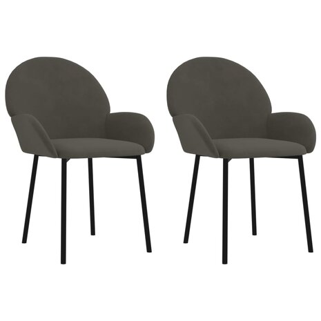 Eetkamerstoelen 2 st fluweel donkergrijs 2