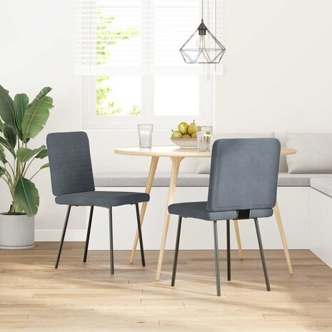 Eetkamerstoelen 2 st fluweel donkergrijs 2