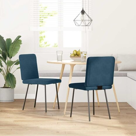Eetkamerstoelen 2 st fluweel blauw 2
