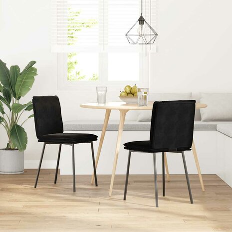 Eetkamerstoelen 2 st fluweel zwart 2
