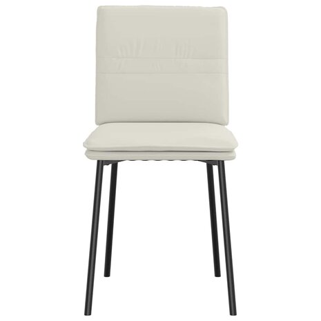 Eetkamerstoelen 2 st fluweel cr&egrave;mekleurig 4