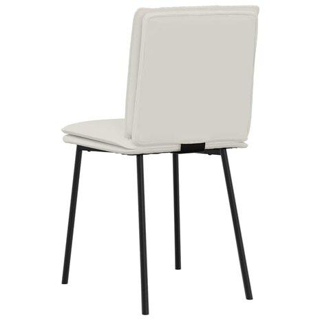 Eetkamerstoelen 2 st fluweel cr&egrave;mekleurig 6