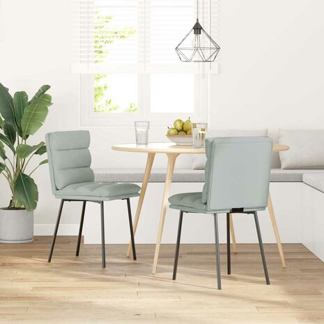 Eetkamerstoelen 2 st fluweel lichtgrijs 2