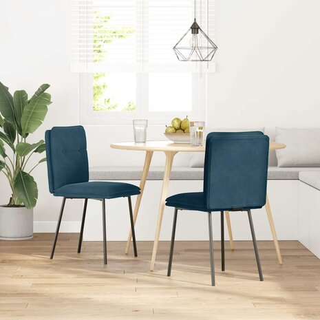 Eetkamerstoelen 2 st fluweel blauw 2