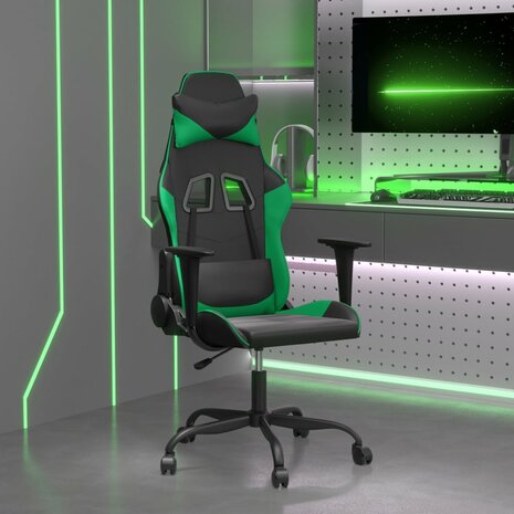 Gamestoel kunstleer zwart en groen 1