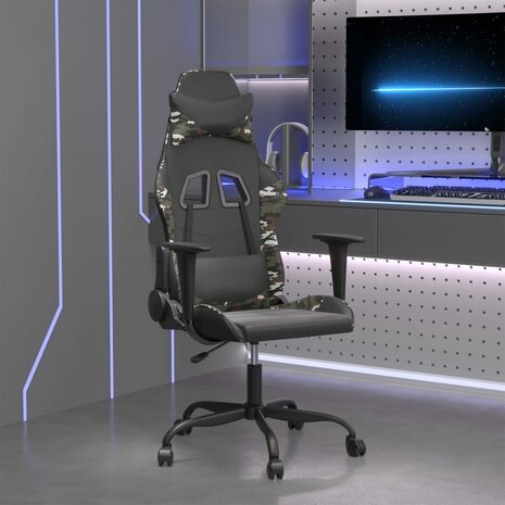 Gamestoel kunstleer zwart en camouflage 1
