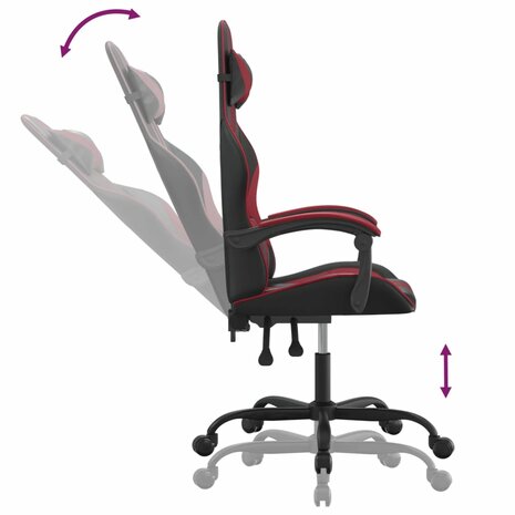 Gamestoel kunstleer zwart en wijnrood 6