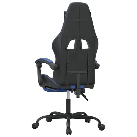 Gamestoel met voetensteun kunstleer zwart en blauw 5