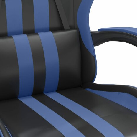 Gamestoel met voetensteun kunstleer zwart en blauw 9