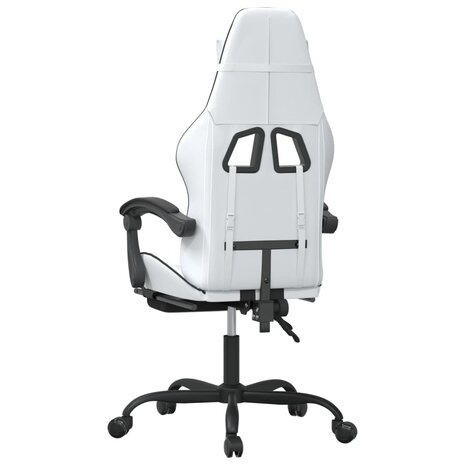Gamestoel met voetensteun kunstleer wit en zwart 5