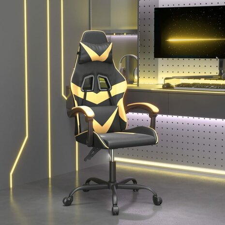 Gamestoel kunstleer zwart en goud 1