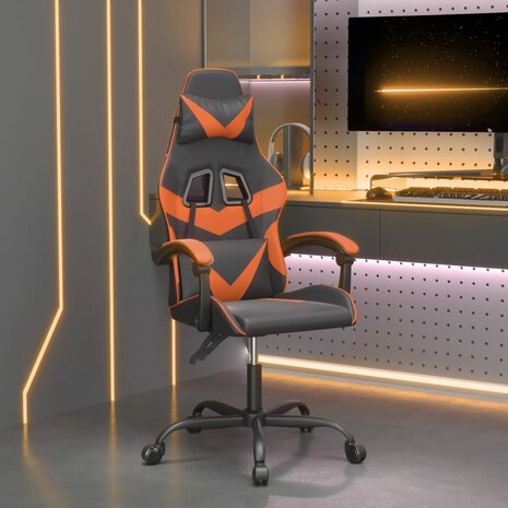 Gamestoel kunstleer zwart en oranje 1