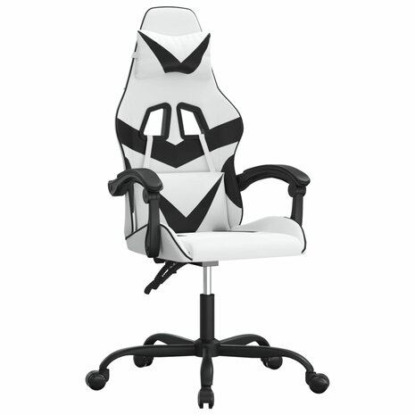 Gamestoel kunstleer wit en zwart 2