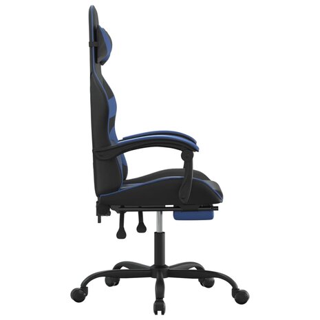 Gamestoel met voetensteun kunstleer zwart en blauw 4