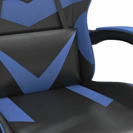 Gamestoel met voetensteun kunstleer zwart en blauw 9