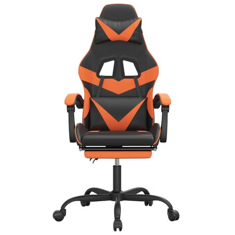 Gamestoel met voetensteun kunstleer zwart en oranje 3