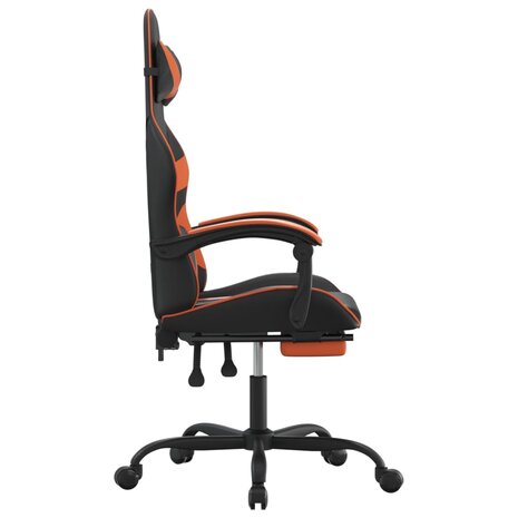 Gamestoel met voetensteun kunstleer zwart en oranje 4
