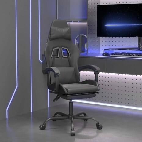 Gamestoel met voetensteun kunstleer zwart 1