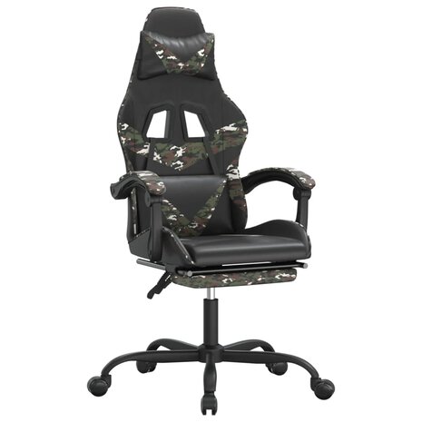 Gamestoel met voetensteun kunstleer zwart en camouflage 2
