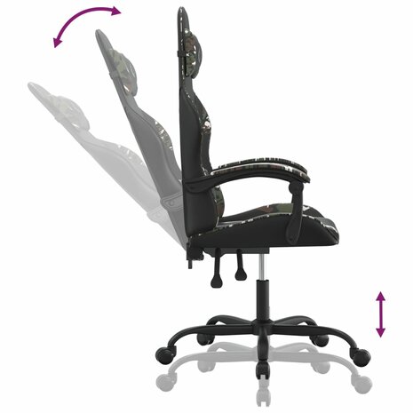 Gamestoel kunstleer zwart en camouflage 6