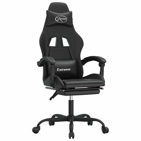 Gamestoel met voetensteun kunstleer zwart 2