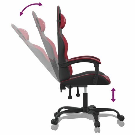 Gamestoel kunstleer zwart en wijnrood 6