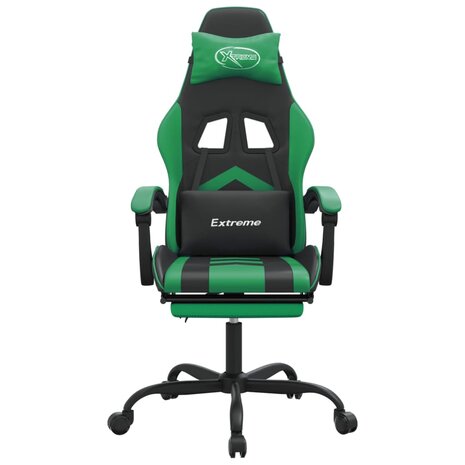 Gamestoel met voetensteun kunstleer zwart en groen 3