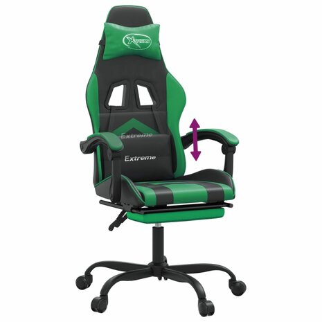 Gamestoel met voetensteun kunstleer zwart en groen 8
