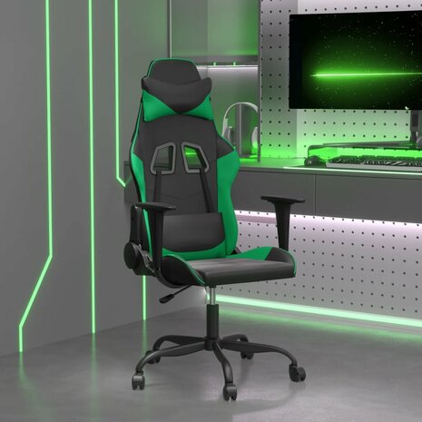 Massage gamestoel kunstleer zwart en groen 1