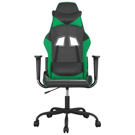 Massage gamestoel kunstleer zwart en groen 3