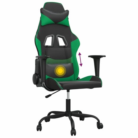 Massage gamestoel kunstleer zwart en groen 7