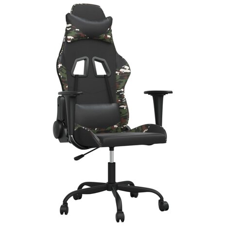 Massage gamestoel kunstleer zwart en camouflage 2