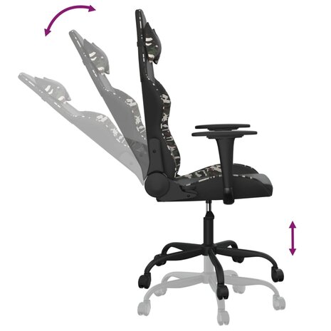 Massage gamestoel kunstleer zwart en camouflage 6