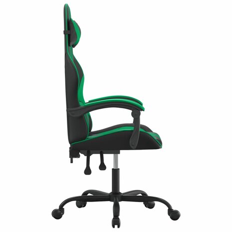 Gamestoel draaibaar kunstleer zwart en groen 4