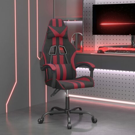 Gamestoel draaibaar kunstleer zwart en wijnrood 1