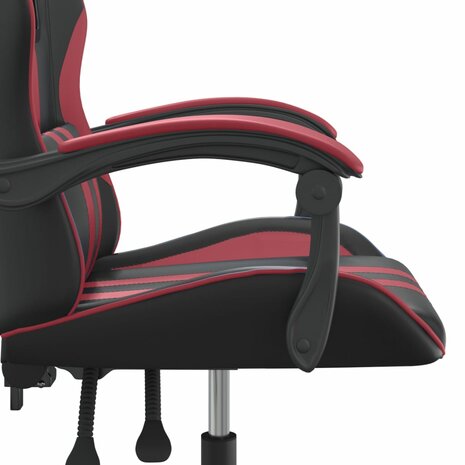 Gamestoel draaibaar kunstleer zwart en wijnrood 7