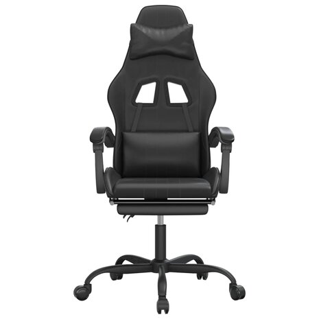 gamestoel draaibaar met voetensteun kunstleer zwart 3